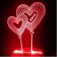 Светильник 3D Сердечки 